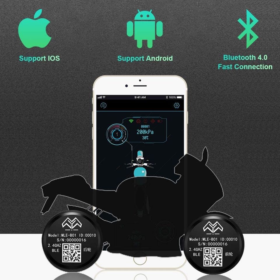 [機車福音] 美國晶片運算 藍芽 支援 iPhone  Android顯示 胎壓計 胎壓 胎壓偵測器 TPMS